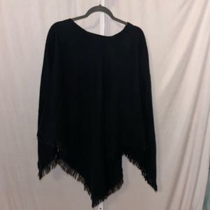 Unbranded Black Poncho with Fringe One Size